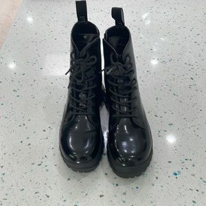 Stella McCartney black patent combat boots